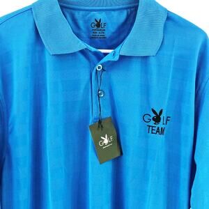 Playboy Golf Polo Shirt Caribbean Blue Moisture Wick Quick Dry Breathable